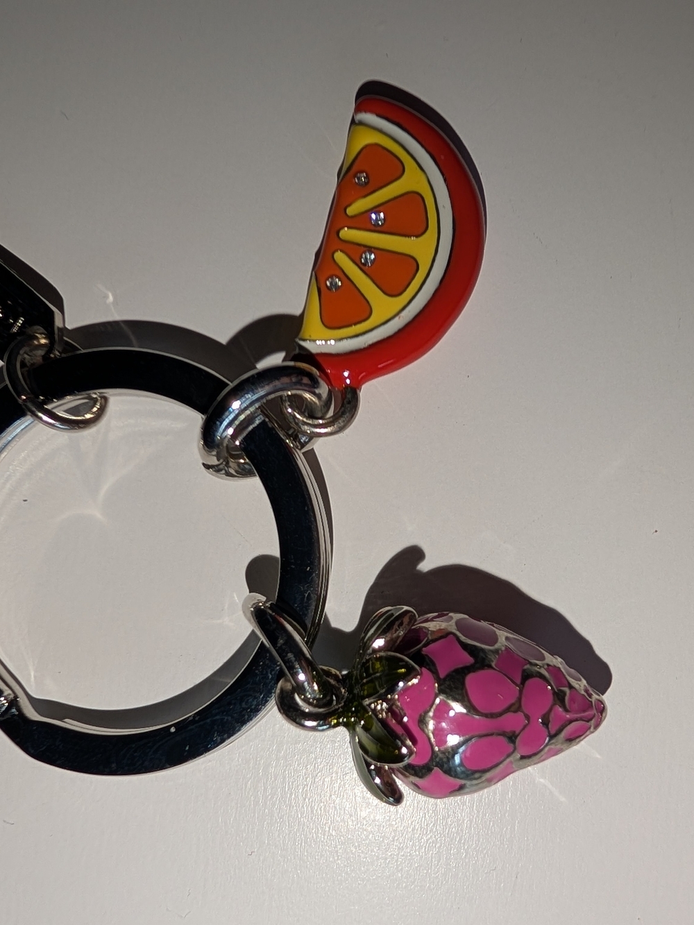Coach Pink Strawberry & Orange Slice Enamel Bag Charm